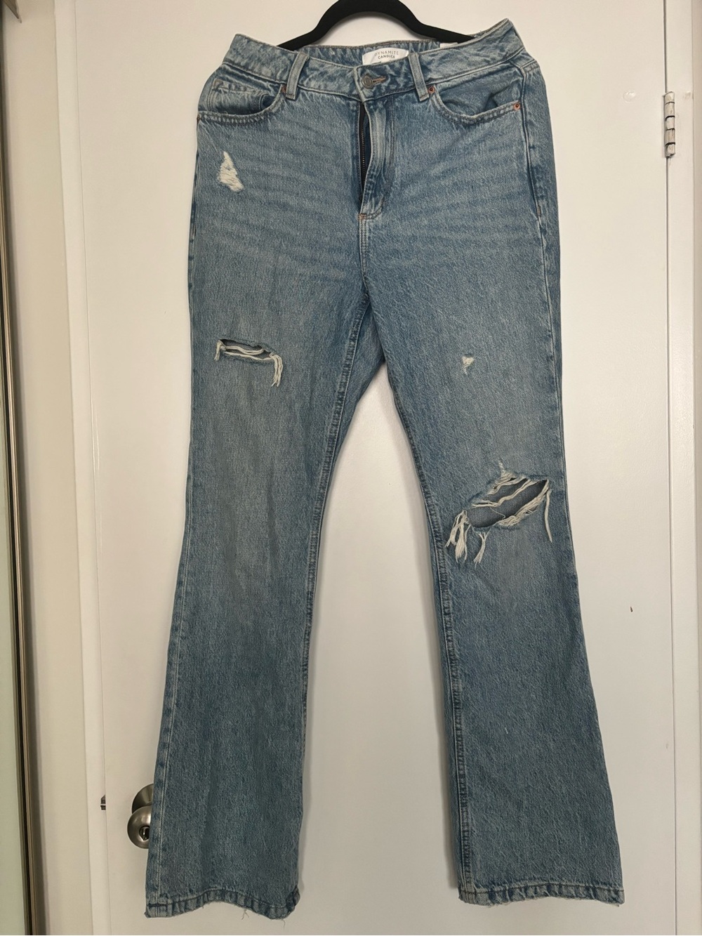 Blue Distressed Flare Jeans, Dynamite